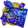 Gold Blue Rose Crystal Keyboar