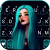 Gothic Neon Girl Keyboard Back