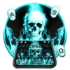 Cyan Fire Skull Keyboard Theme