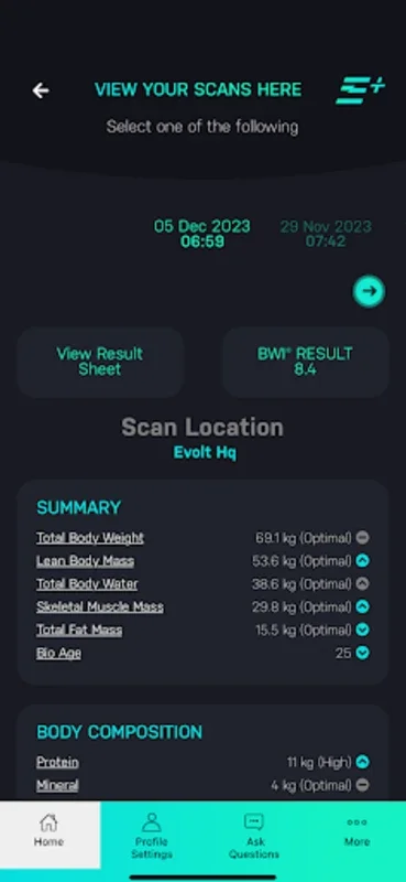 Evolt Active for Android - Track Body Comp & Nutrition