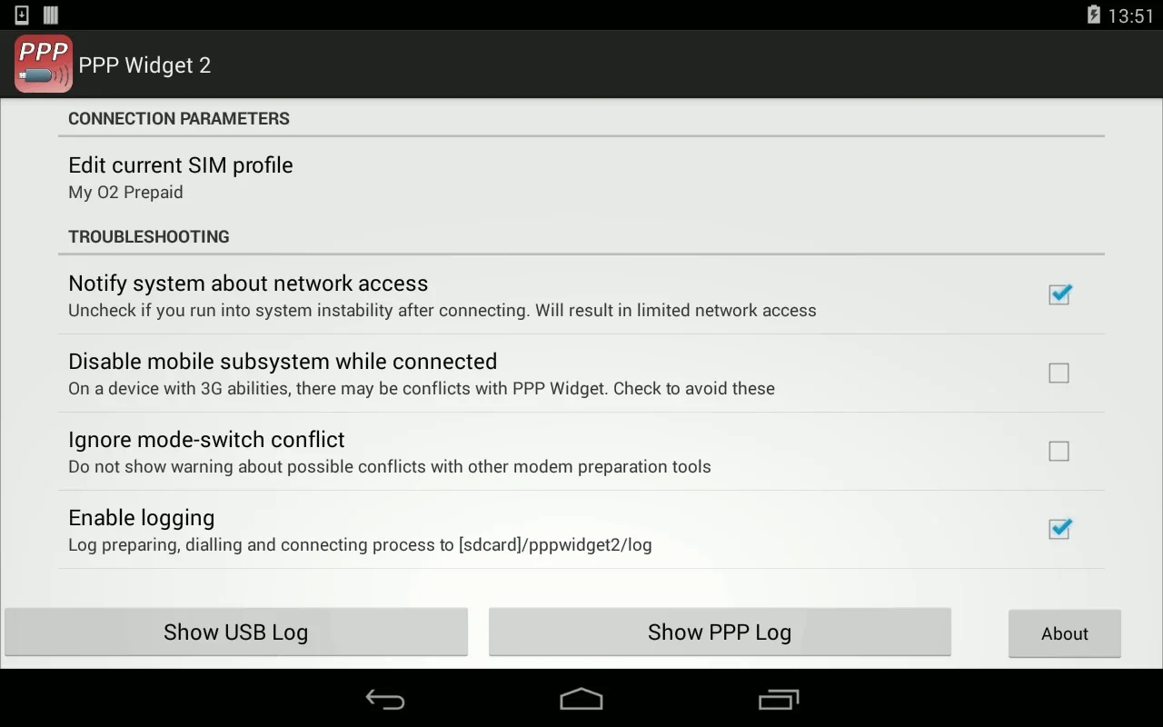 PPP Widget 2 for Android - Connect via USB or Bluetooth