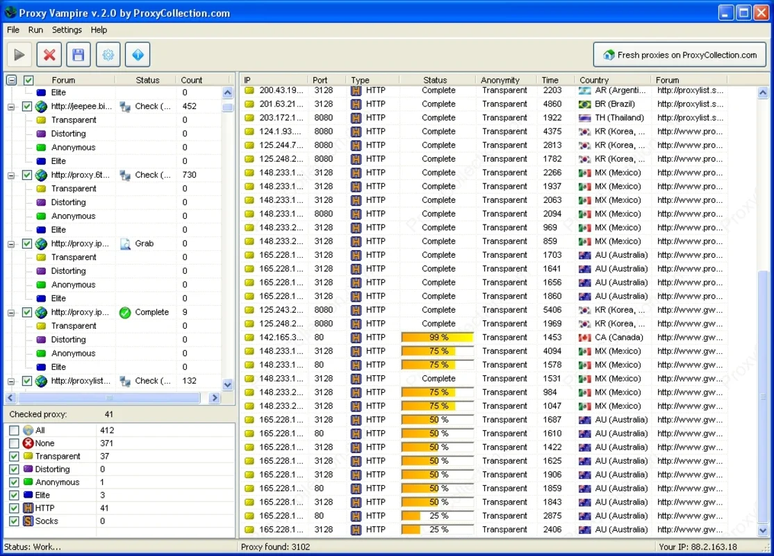 Proxy Vampire for Windows - Free Proxy Detection Tool