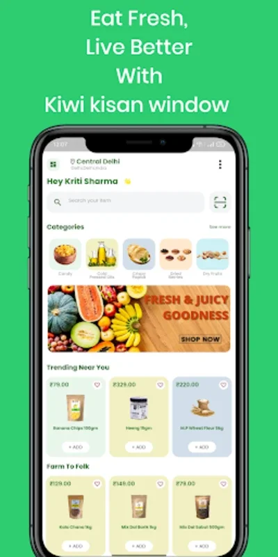 KIWI-Grocery Delivered in mins for Android - Fresh Organic Groceries