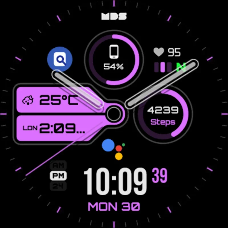 MDS367 - Hybrid Watch Face for Android: Customizable & Feature-Rich