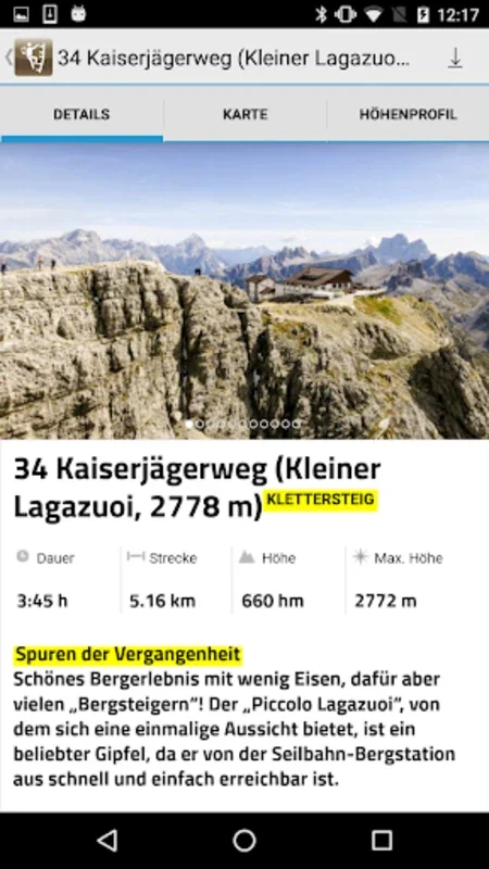 Klettersteigatlas Südtirol for Android: Detailed Climbing Routes