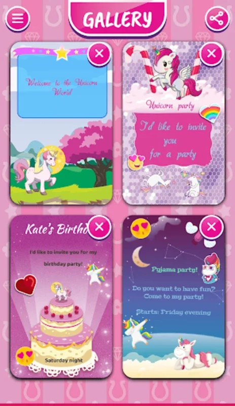 Unicorn Invitations Cards for Android - Craft Magical Invites