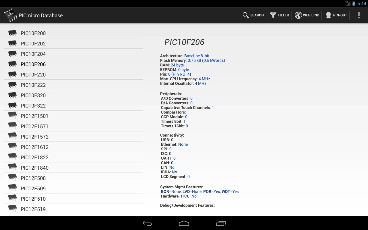 PICmicro Database for Android - No Download Needed, Access Now