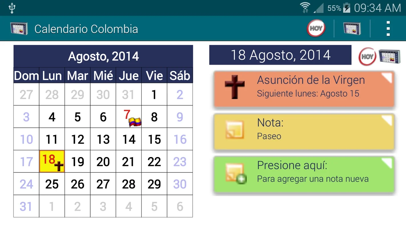 Calendario Festivos Colombia for Android - Stay Organized