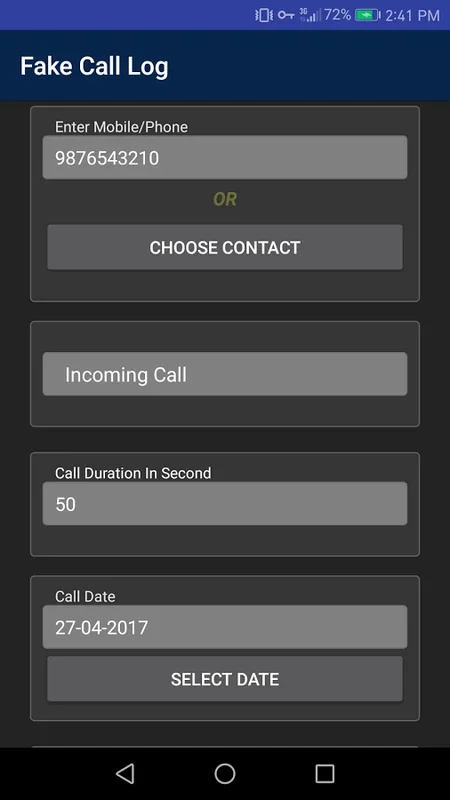 Fake Call Log Generator for Android - Solve Awkward Situations