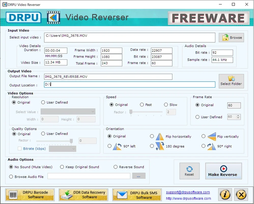 DRPU Video Reverser Freeware Software for Windows: Reverse Videos Easily