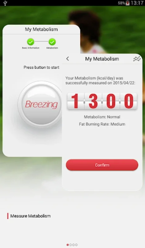 Breezing for Android: Accurate Metabolic Rate Tracking