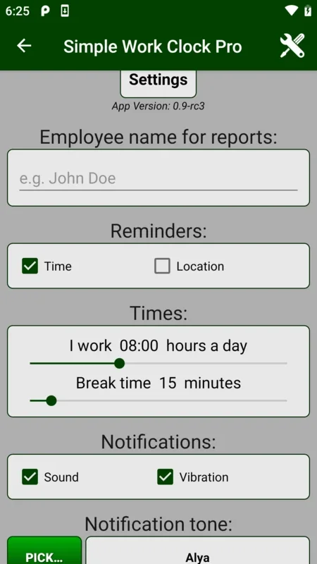 Simple Work Clock Pro for Android: Manage Work Time