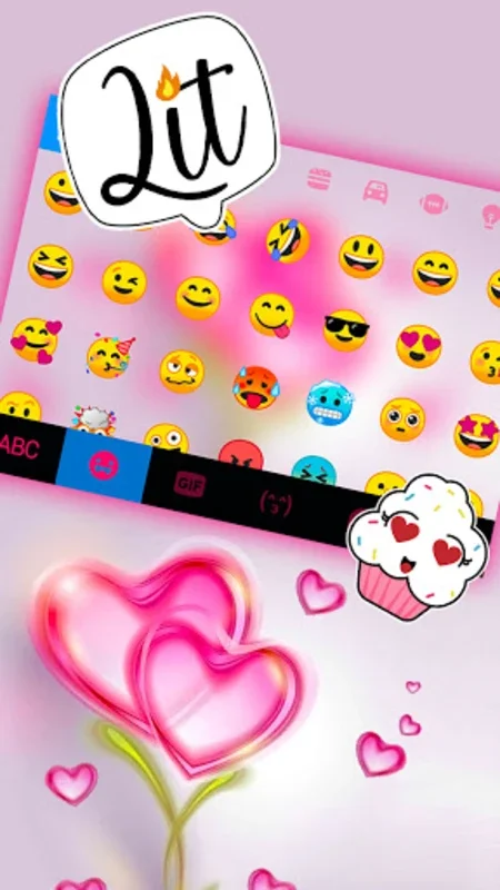 Flower Pink Hearts Keyboard Ba for Android - Customize Your Keyboard