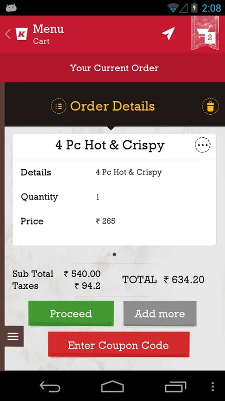 KFC India for Android - Order Fried Chicken at Your Doorstep