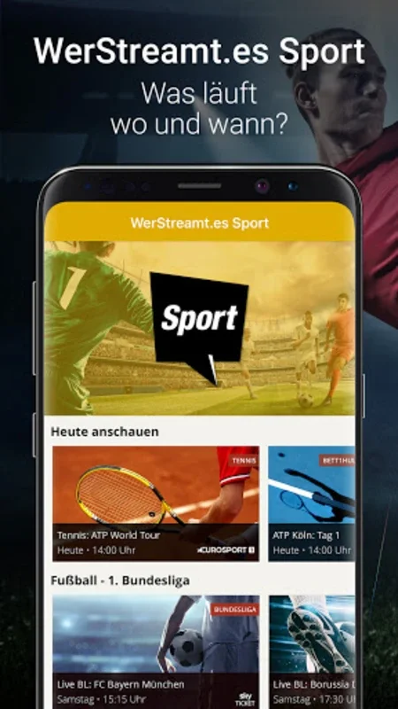 WerStreamt.es? Sport for Android - Find Live Sports Schedules