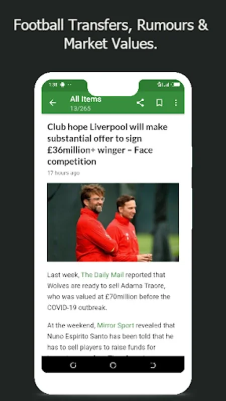 Football News - Latest Transfers for Android: Comprehensive Updates