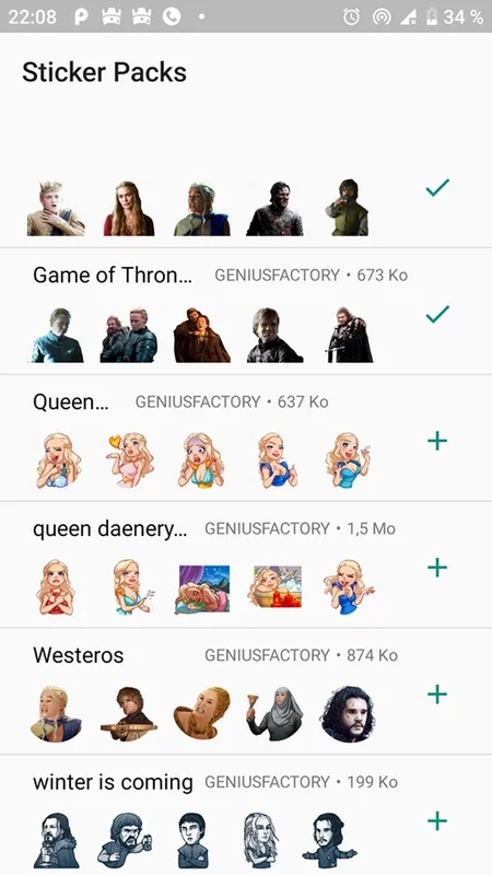 Stickers Game Of Thrones For WhatsApp on Android