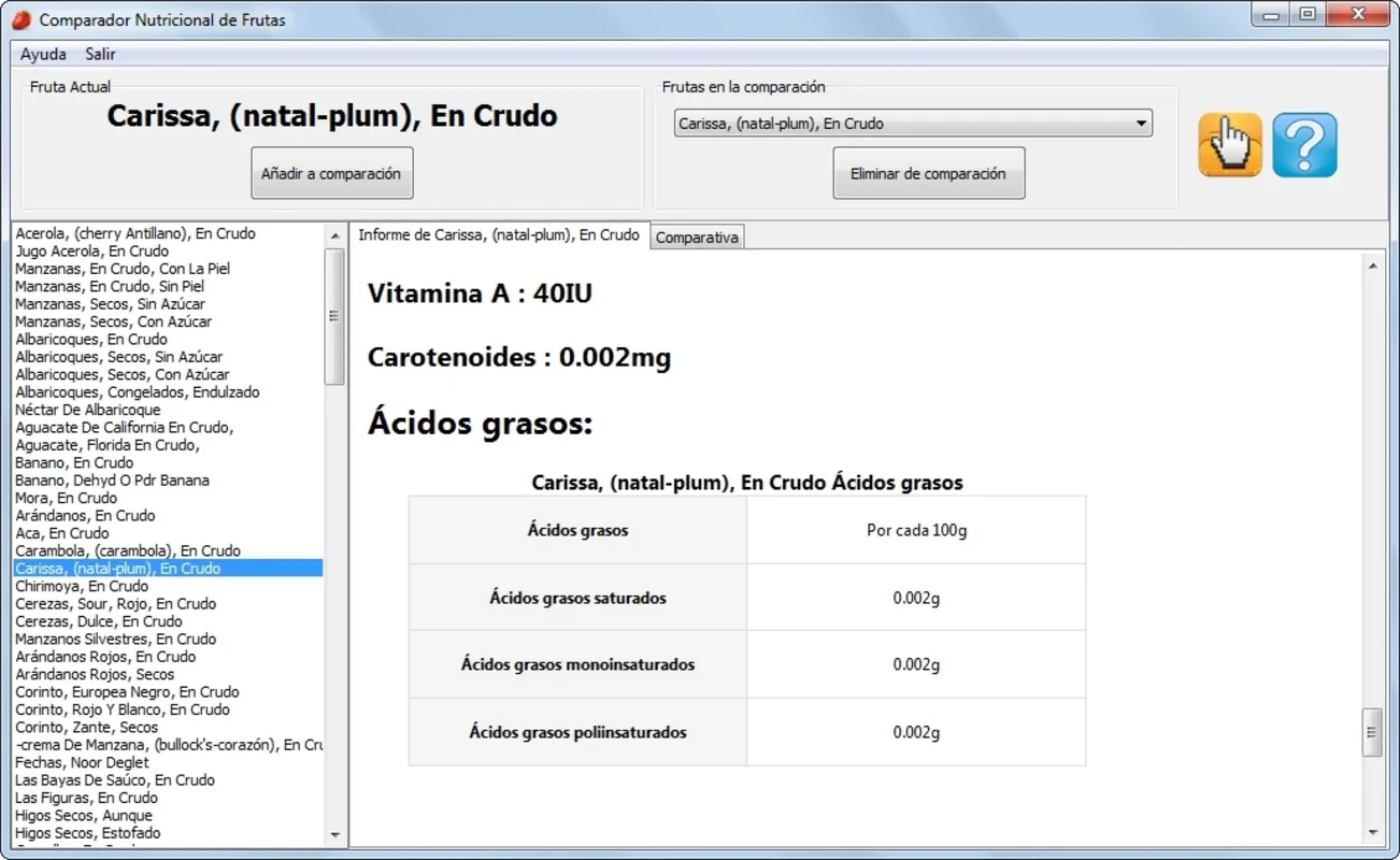 Comparador nutricional de frutas for Windows: Analyze Fruit Nutrition