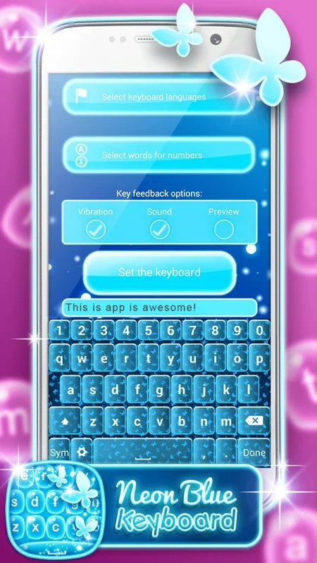 Neon Blue Keyboard Changer for Android: Customize Your Keyboard