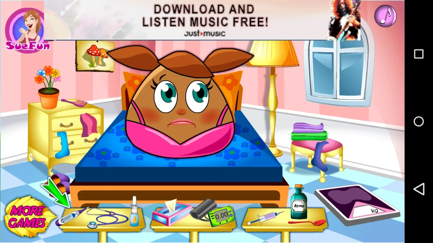 Pou Girl Flu Care for Android - Care for Pou at Home