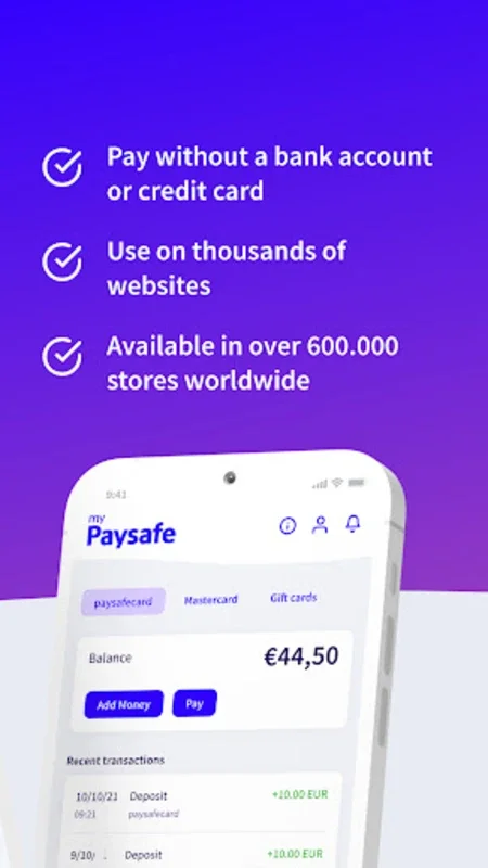 paysafecard for Android - Secure Payment App