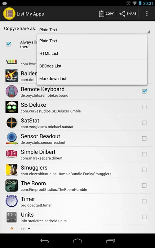 List My Apps for Android - Keep Your Apps Organized