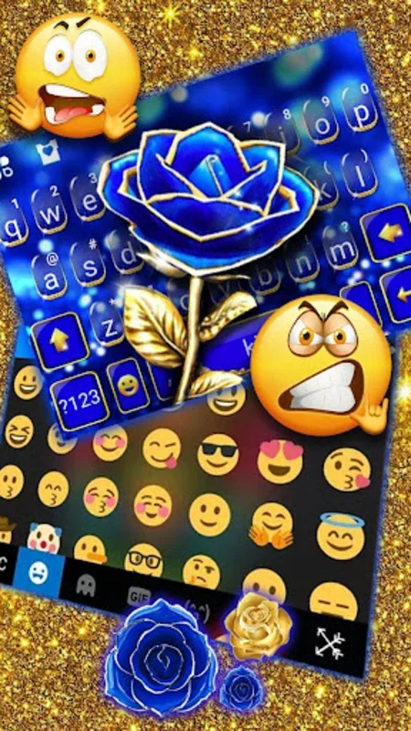 Gold Blue Rose Crystal Keyboar for Android: Enhance Your Typing