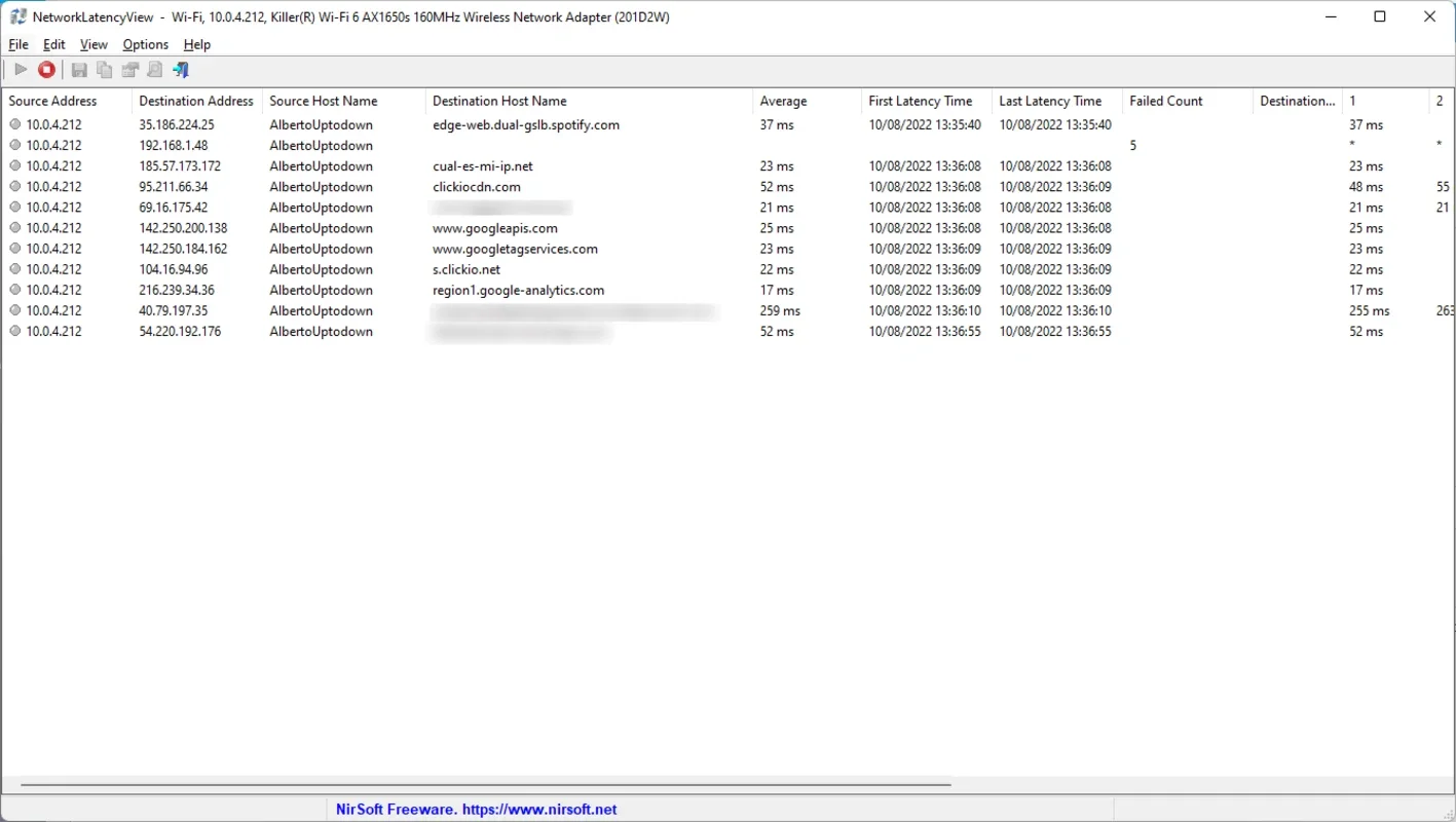 NetworkLatencyView for Windows: Monitor Network Latency