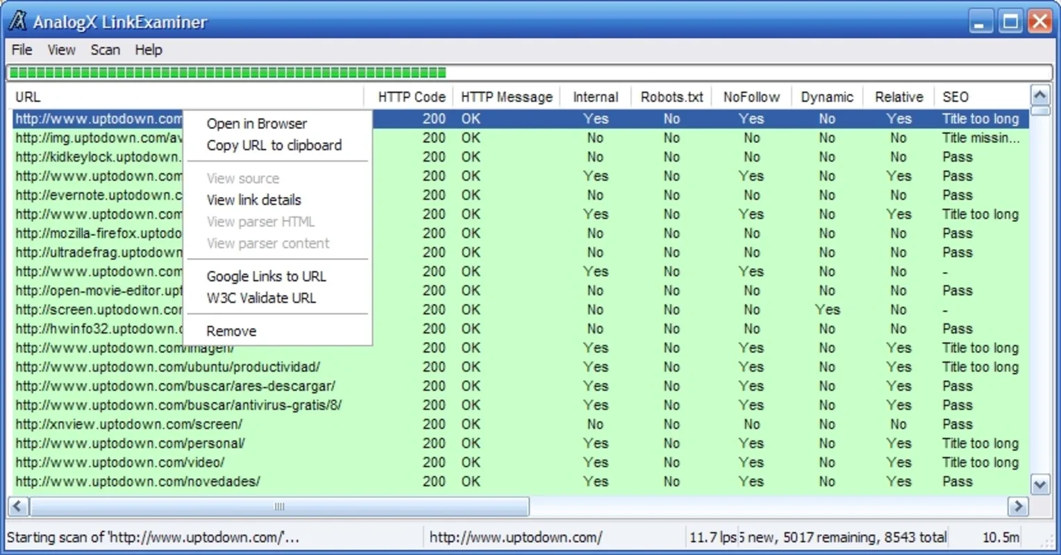 AnalogX LinkExaminer for Windows - Analyze Website Links