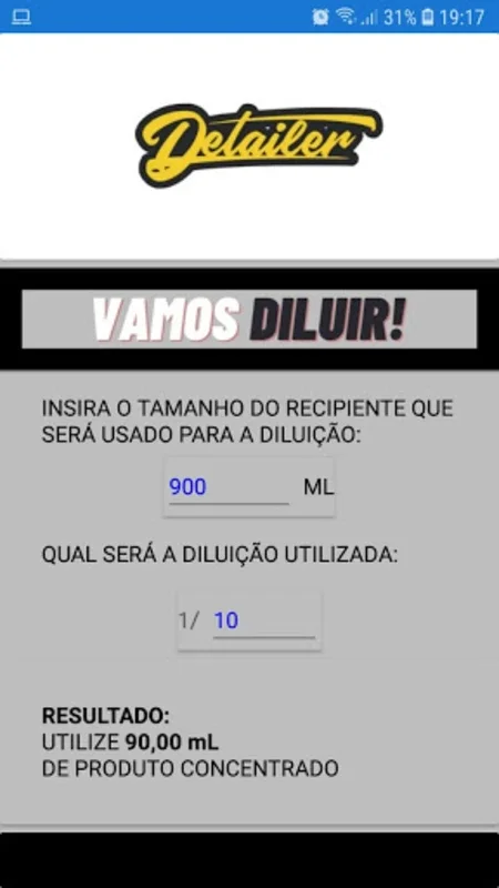Detailer - Calculadora de dilu for Android: Simplify Auto Detailing