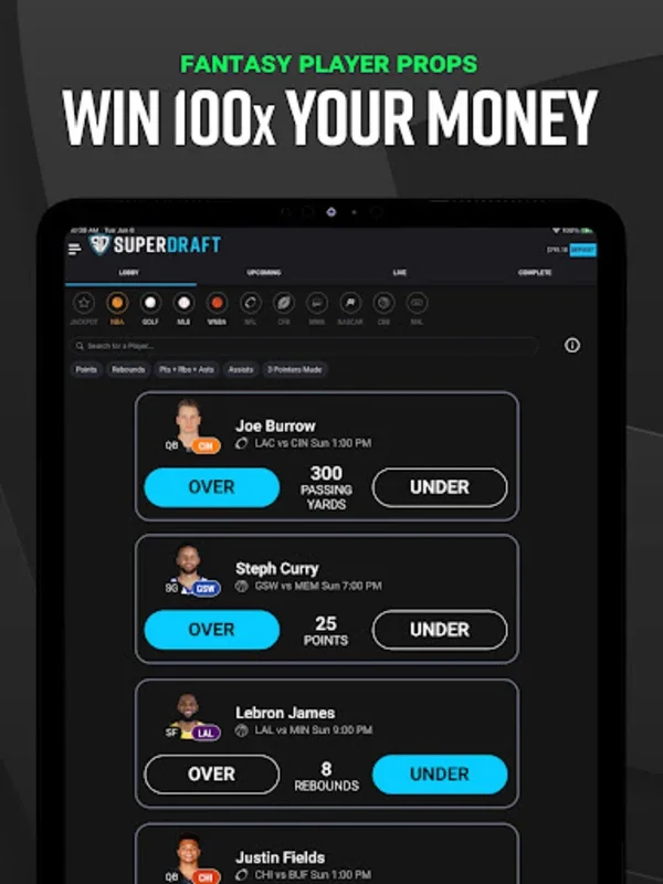 SuperDraft Fantasy Sports for Android: Win Big with Jackpots