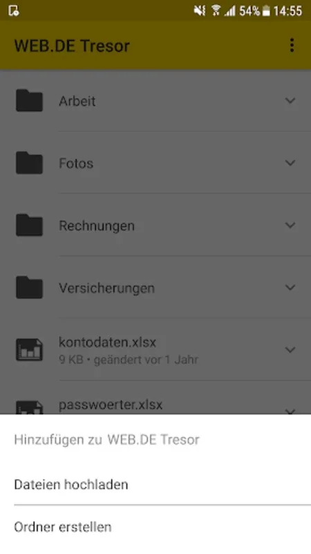 WEB.DE Tresor for Android - Secure Data Storage