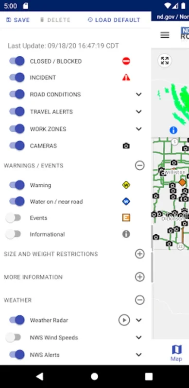 ND Roads for Android: Real-Time ND Travel Info