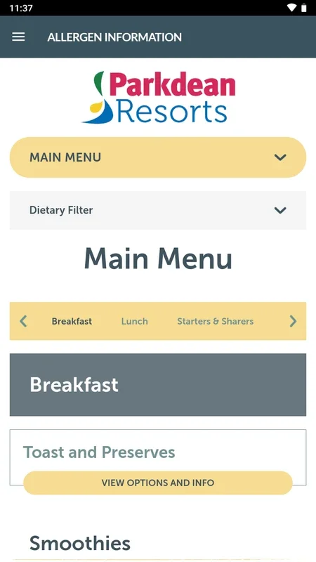 Parkdean Resorts for Android - Hassle - Free Dining