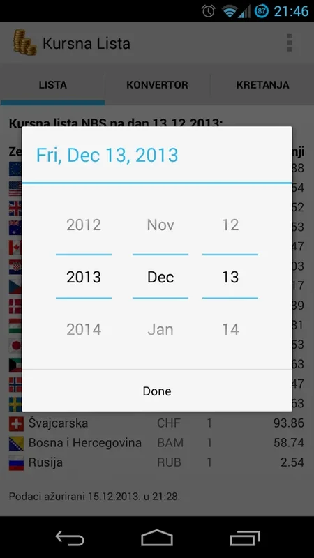 Kursna Lista for Android: Comprehensive Currency App