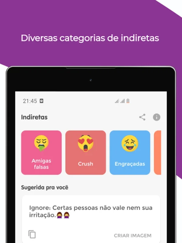 Indiretas for Android - Express Emotions Subtly