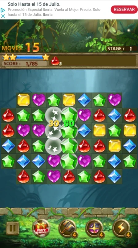 Jewels Jungle for Android - Fun Match 3 in a Jungle Setting