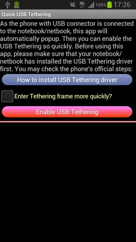 Quick USB Tethering for Android - Simplify Internet Sharing