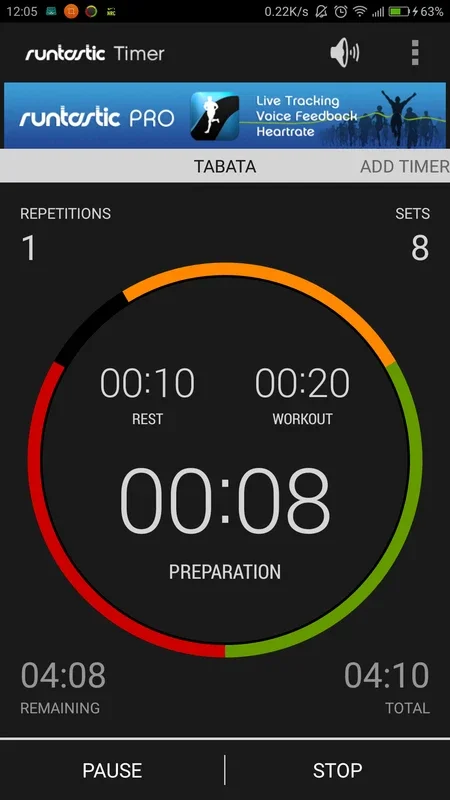 Runtastic Timer & Intervals for Android - Manage Workout Times