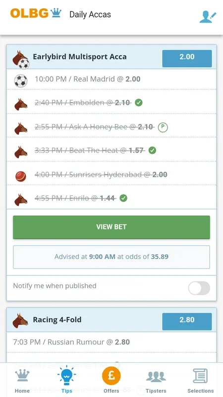 OLBG for Android - Unbeatable Sports Betting Tips