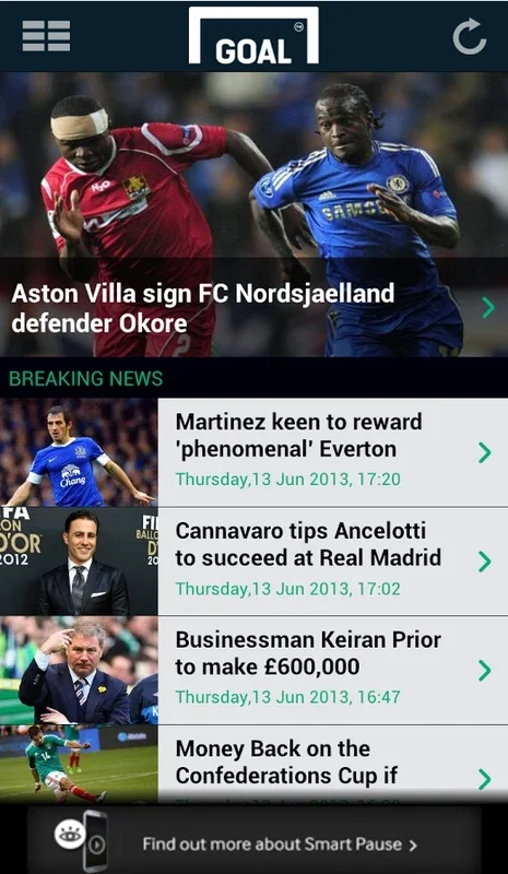 Goal.com for Android - Stay Updated on Soccer News