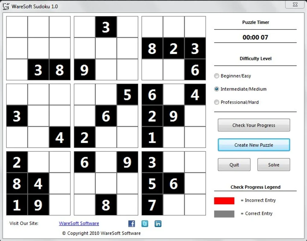 WareSoft Sudoku for Windows - Endless Sudoku Puzzles