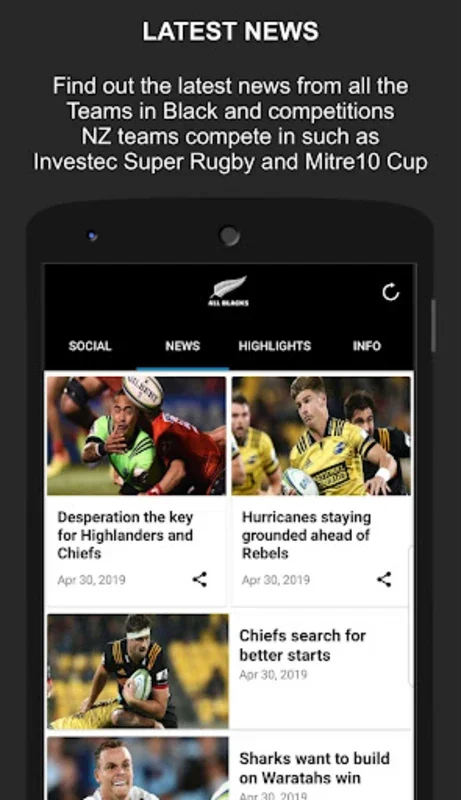 All Blacks for Android - Immersive Rugby Experience