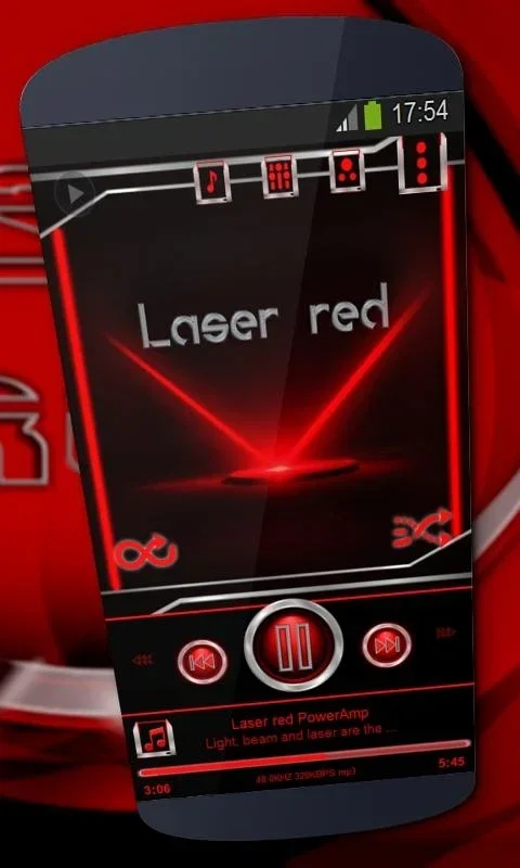 Laser red Poweramp Skin for Android - Enhance Your Audio