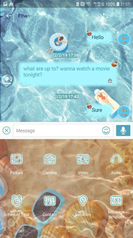 Leisurely sea skin for Next SMS on Android - No Download Needed