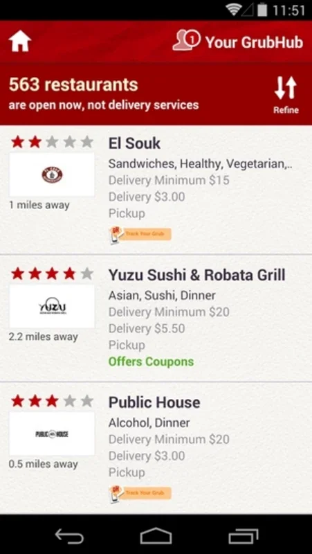 GrubHub Food Delivery for Android - Hassle - Free Food Ordering