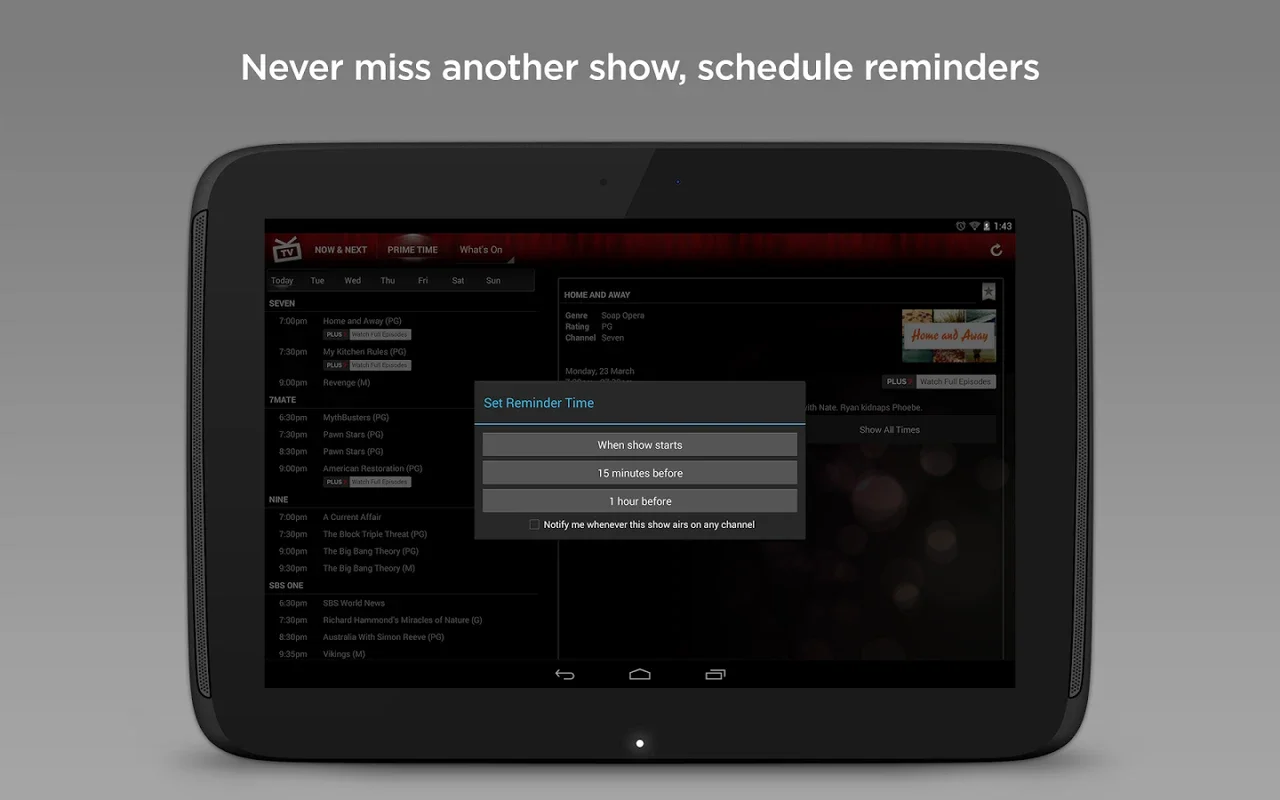 Yahoo!7 TV Guide for Android: Navigate TV Schedules