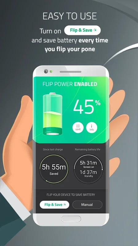 Flip&Save for Android - Battery Optimization at Your Fingertips