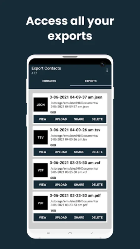 Export contacts for Android - Manage and Export with Ease