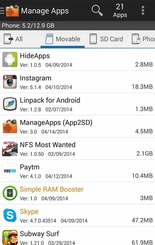 Manage Apps (App2SD) for Android - Optimize Your Device Space